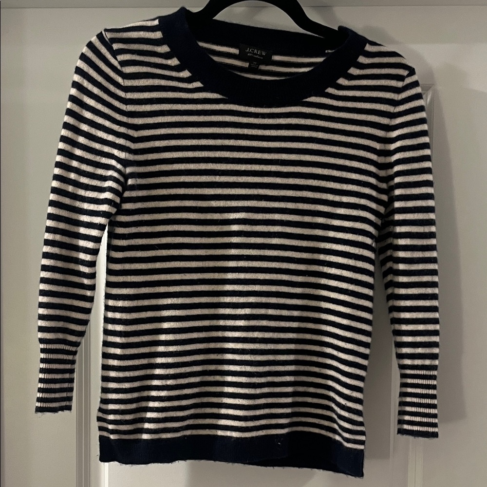 J. Crew Black and White Striped Knit Top
